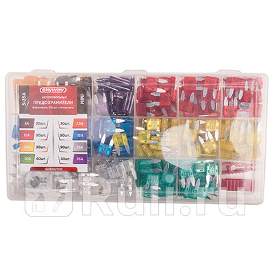 Предохранитель флажковый мини набор 5 -35 А 510 шт в пластиковой коробке Skyway SKYWAY S09302010 1480₽