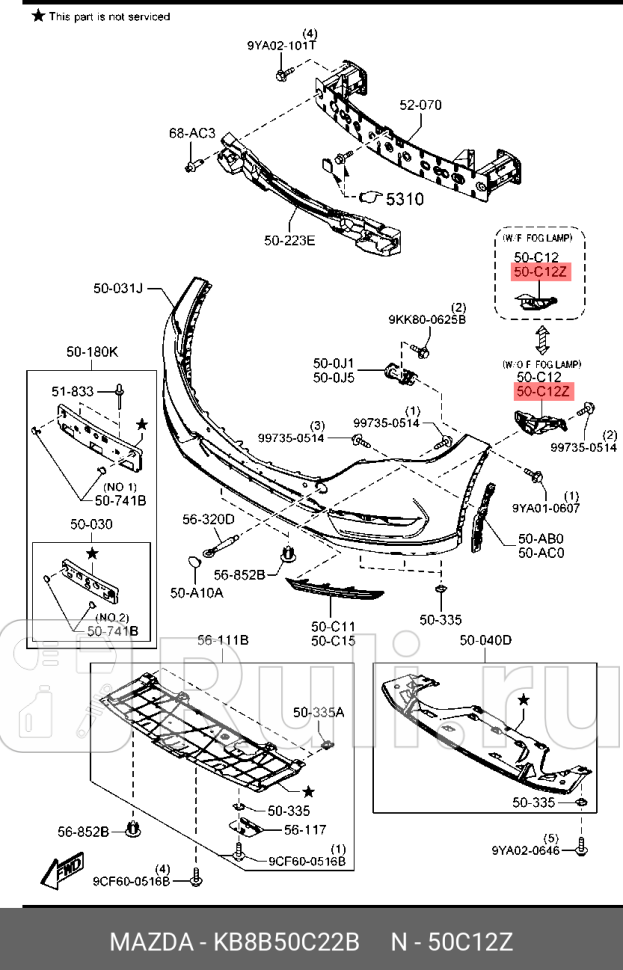 Окантовка птф левая MAZDA KB8B50C22B 630₽