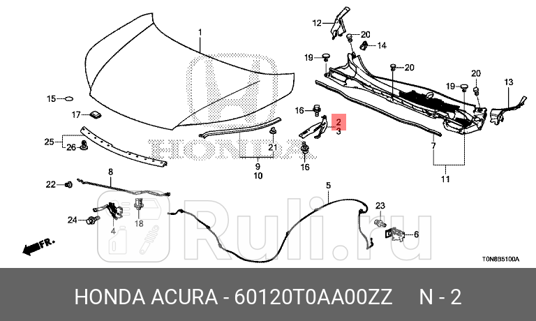 Петля капота правая hinge comp r ho 60120-t0a-a00zz HONDA 60120-T0A-A00ZZ 0₽