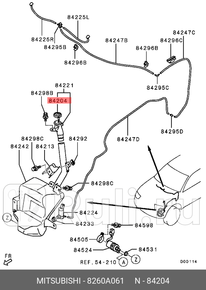 Крышка бачка стеклоомывателя mitsubishi pajeromonterol200 MITSUBISHI 8260A061 390₽