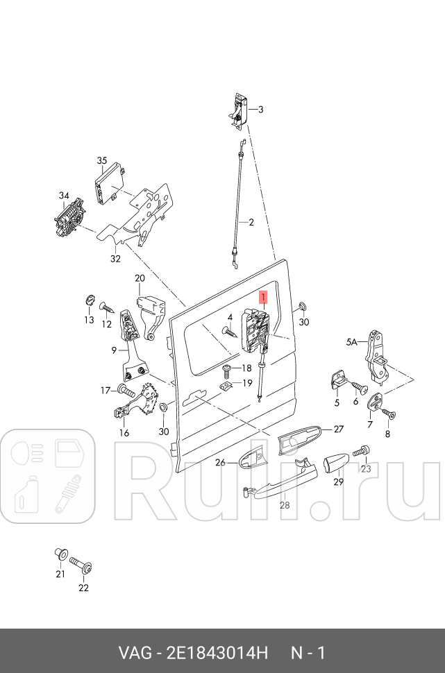 Замок двери VW Crafter 2006 VAG 2E1843014H 21880₽