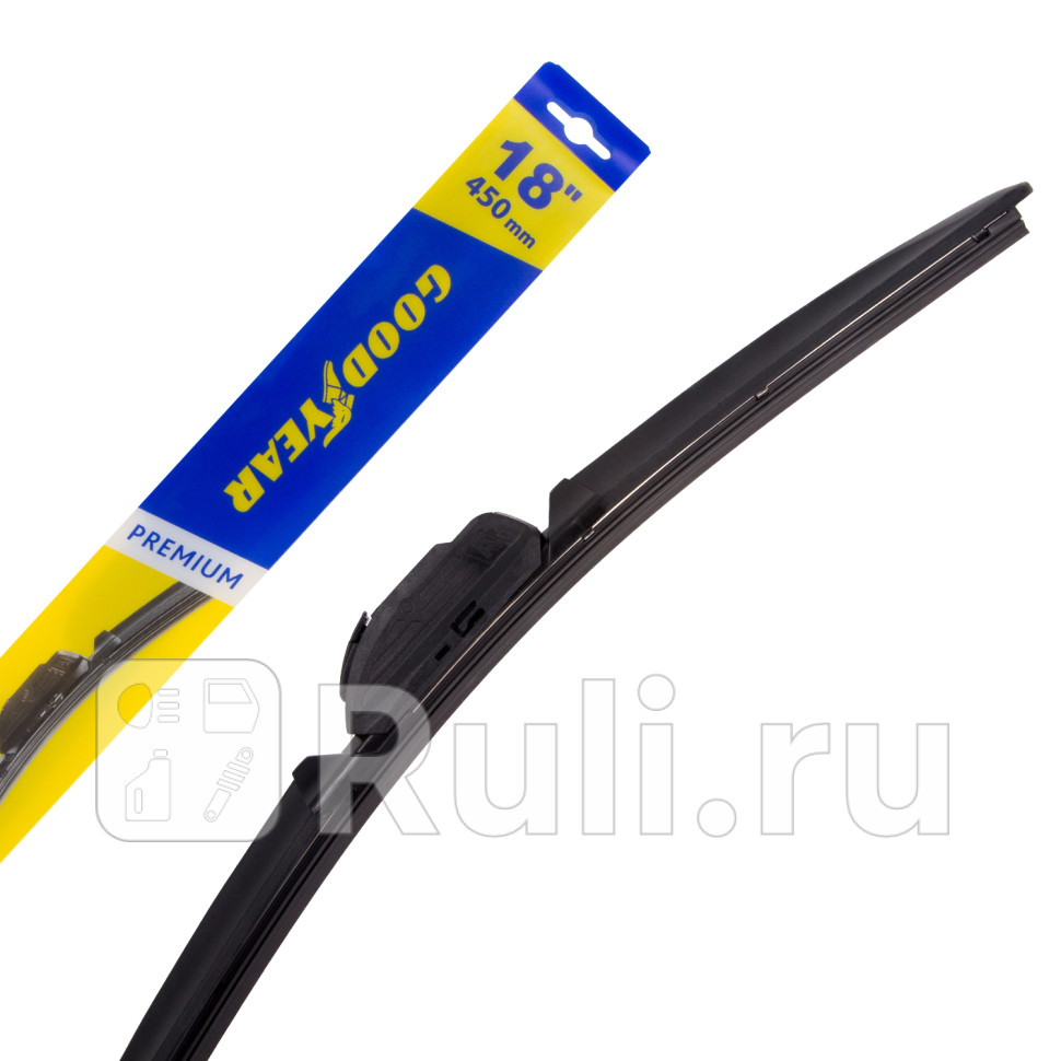 Щетка стеклоочистителя бескаркасная GoodYear 18450 мм Premium всесезонная 8 переходников GoodYear GY000438 1190₽