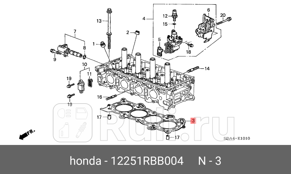Прокладка головки блока цилиндров HONDA 12251RBB004 9290₽