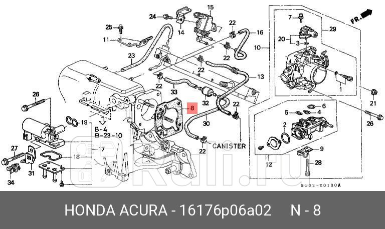 Прокладка дроссельной заслонки 16176p06a01 HONDA 16176P06A02 980₽