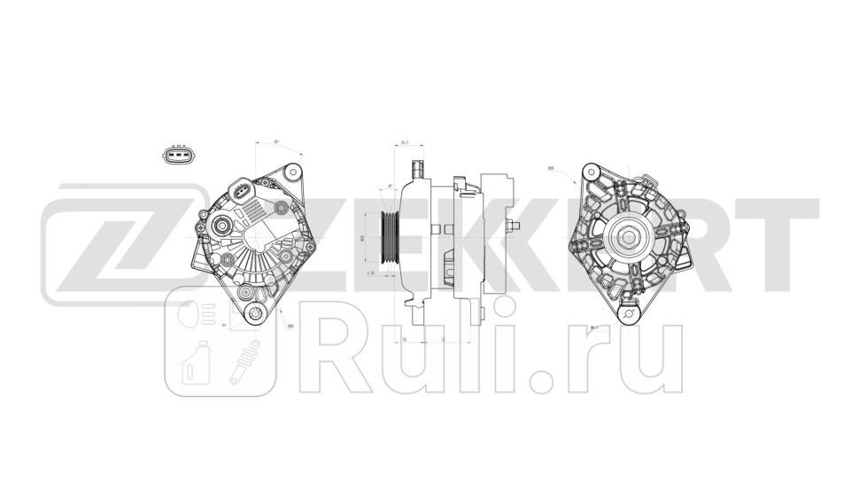 Генератор Hyundai Tucson 04- Elantra IV 06- Accent I II 94- i30 07- Kia Ceed 07- Zekkert ge-1047 10780₽