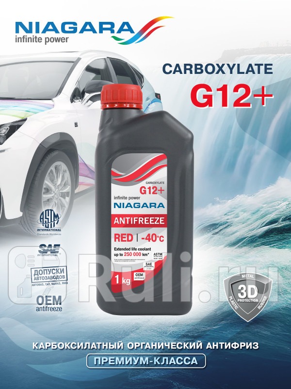Жидкость охлаждающая Антифриз NIAGARA RED-40 1 кг Ниагара 001001001006 220₽