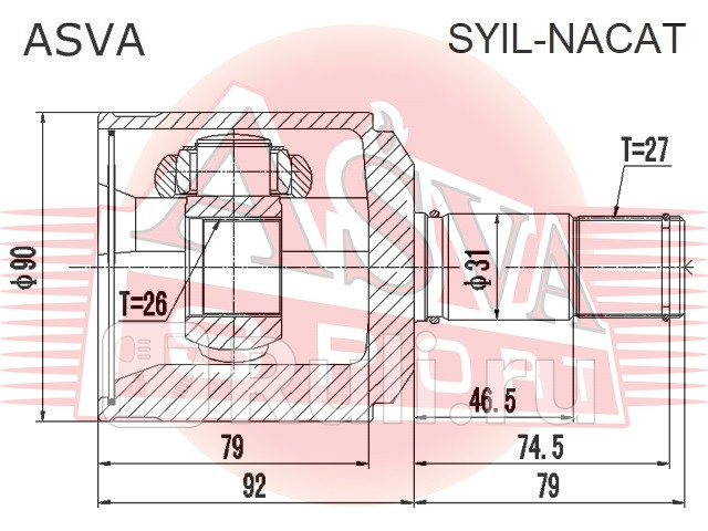 ШРУС ВНУТРЕННИЙ ЛЕВЫЙ 26x31x27 ASVA SYILNACAT 0₽