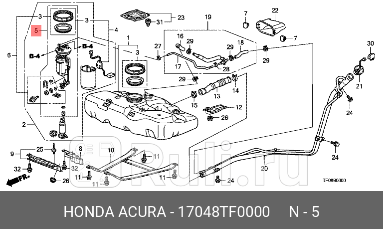 Фильтр топливный в сборе honda jazz iii 12-14i08-12 HONDA 17048TF0000 0₽