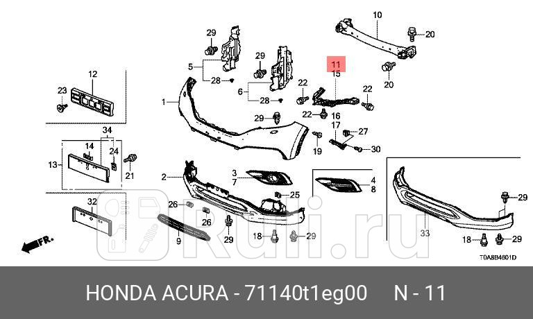 Кронштейн фары правый honda cr-v 2012 HONDA 71140T1EG00 0₽