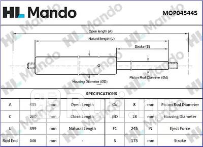 Амортизатор капота MANDO MOP045445 1390₽