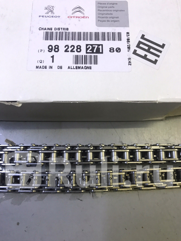 Цепь ГРМ (последняя ревизия) 207 2006-2013, 3008 2010-, 308 I 2007-2015, 408 2012-, RCZ 2010-2014  PSA 9822827180