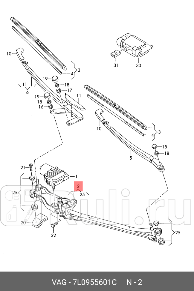 Трапеция стеклоочистителя VW TOUAREG PORSCHE CAYENNE VAG 7L0955601C 28740₽