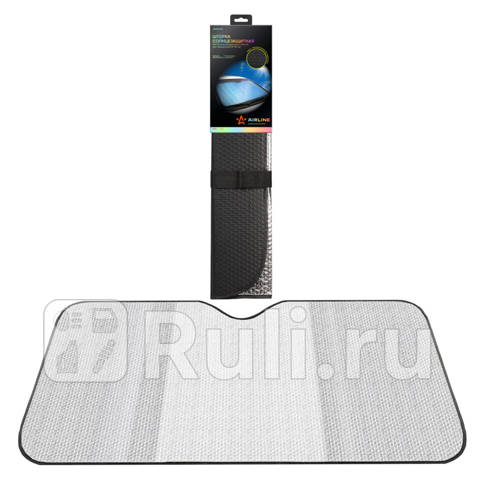 Шторка солнцезащитная PRO 70 см на лобовое стекло 200гм2 черныйсерый 70140 см AIRLINE ADSS002 870₽
