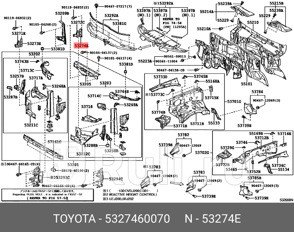 Крепление переднего бампера левое для Lexus LX 570 2007-2012 TOYOTA-LEXUS 53274-60070 1410₽