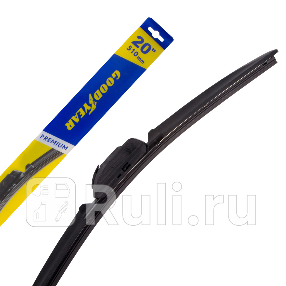 Щетка стеклоочистителя бескаркасная GoodYear 20510 мм Premium всесезонная 8 переходников GoodYear GY000440 1190₽