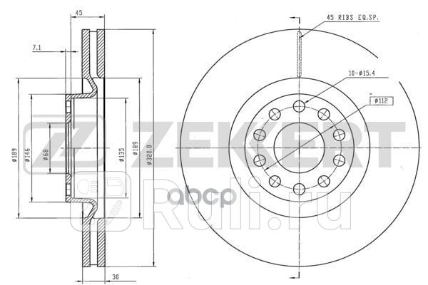 Диск торм перед Audi A6 II 97- Zekkert bs-5976 0₽