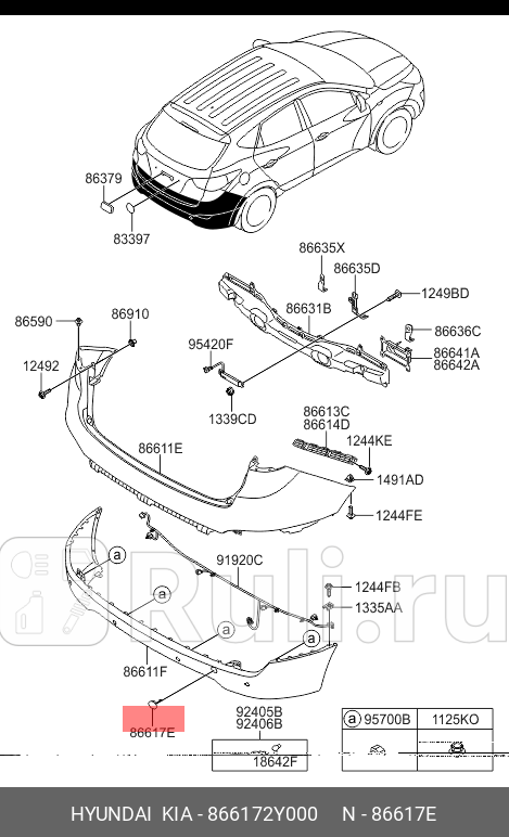 Заглушка буксировочного крюка заднего бампера для Hyundai ix35 2010-2013 HYUNDAI-KIA 866172Y000 640₽