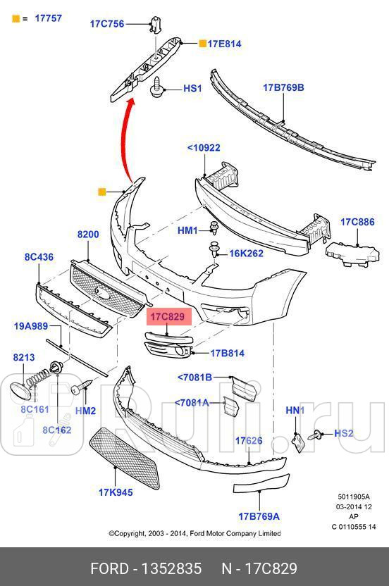 МОЛДИНГ БАМПЕРА ПЕРПРАВЫЙ Focus2 Текстурированна FORD 1352835 0₽