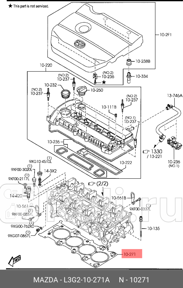 Прокладка гбц mazda 3 5 6 MAZDA L3G210271A 5050₽