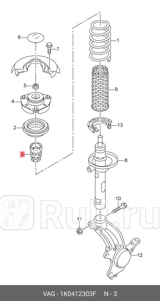 Отбойник резиновый для ам VAG 1K0412303F 0₽