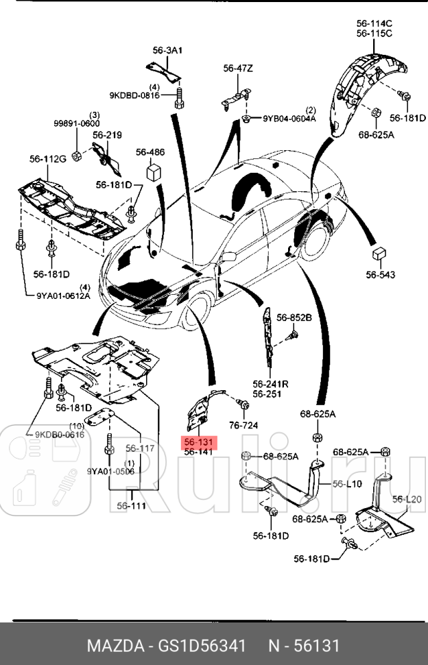 Пыльник двс боковой прав MAZDA GS1D56341 0₽