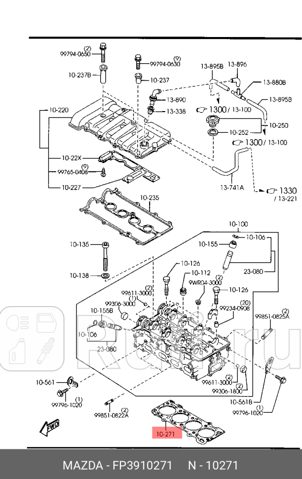 Прокладка головки блока цилиндров MAZDA FP39-10-271 4270₽
