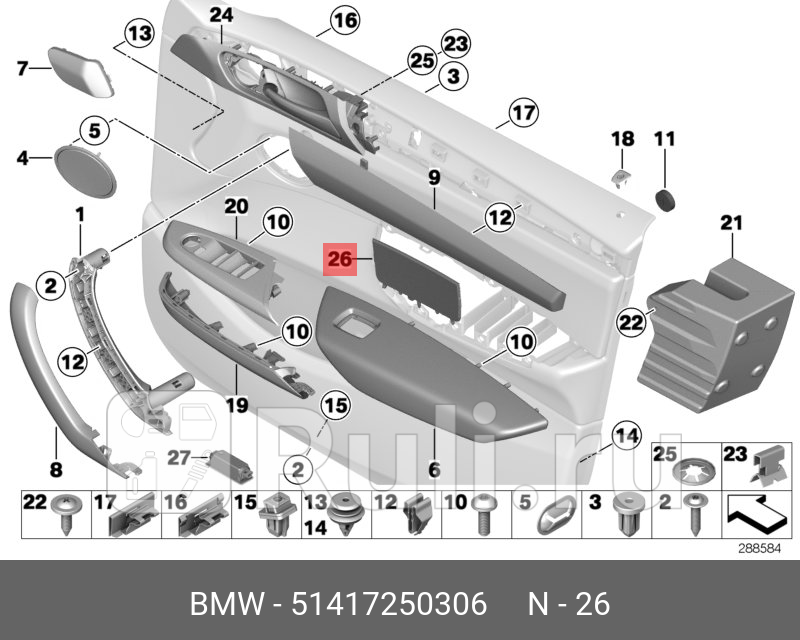 Обрезка ручка углубления BMW 51417250306 2020₽
