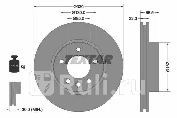 Диск тормозной высокоуглеродистый с покрытием pro+ перед прав  TEXTAR 92121605
