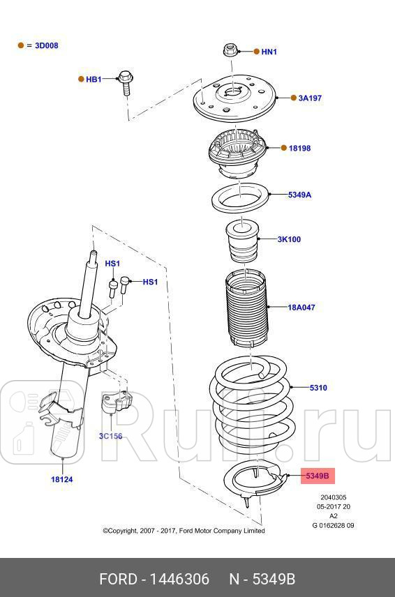 прокладка пружины передней подвескинижняя Ford S-Max Mondeo-IV Galaxy 06 FORD 1446306 990₽
