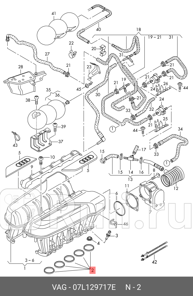 Прокладка головки блока цилиндров VAG 07L129717E 3390₽