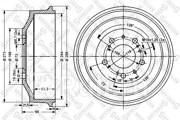Барабан тормозной для Fiat Ducato 244 2002-2006 STELLOX 6026-9906-SX 3790₽