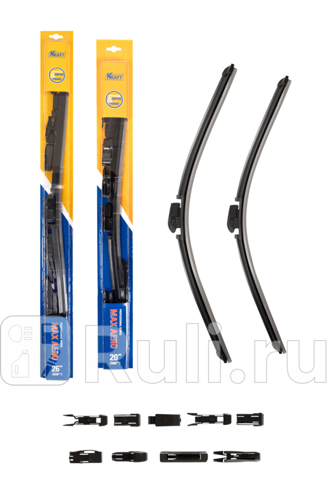 Щетки стеклоочистителя бескаркасные 650500мм компл KRAFT KT 830855 1230₽