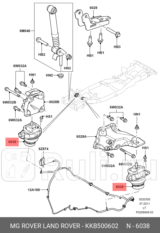 ОПОРНЫЙ КРОНШТЕЙН ДВИГАТЕЛЯ ORG LAND ROVER KKB500602 0₽