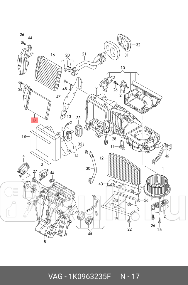 Радиатор отопителя VAG 1K0963235F 0₽