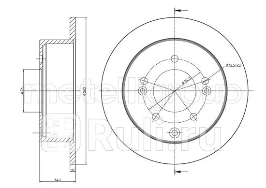 диск тормозной задний KIA Soul 1616CRDi 09 Metelli 23-1307C 0₽