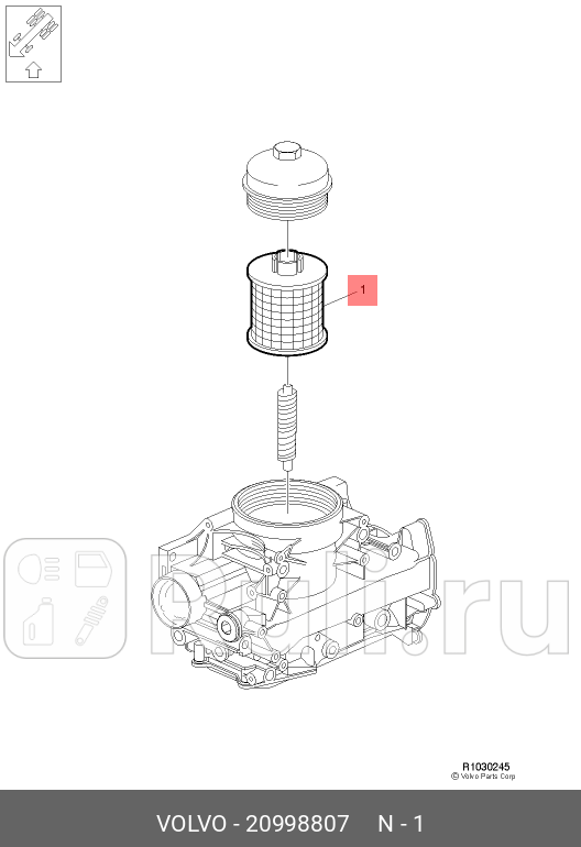 фильтр элемент масла RVI MIDLUM DXI5DXI7PREMIUM DXI7FE240280320FL240280 VOLVO 20998807 0₽