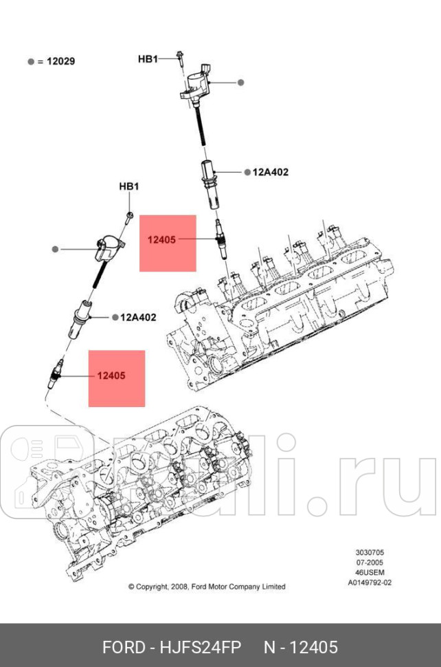 Свеча зажигания SP-509 HJFS-24FP FORD HJFS24FP 0₽