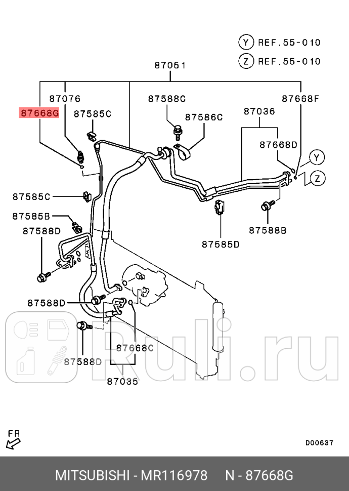 Уплотнитель трубопровода кондиционера cy4a cu5w MITSUBISHI MR116978 190₽