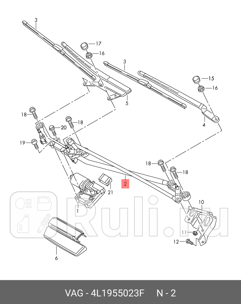 Механизм стеклоочистителя AUDI Q7 VAG 4L1955023F 80020₽