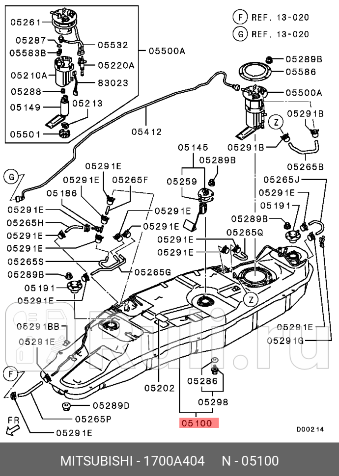 Бак топливный MITSUBISHI 1700A404 89090₽