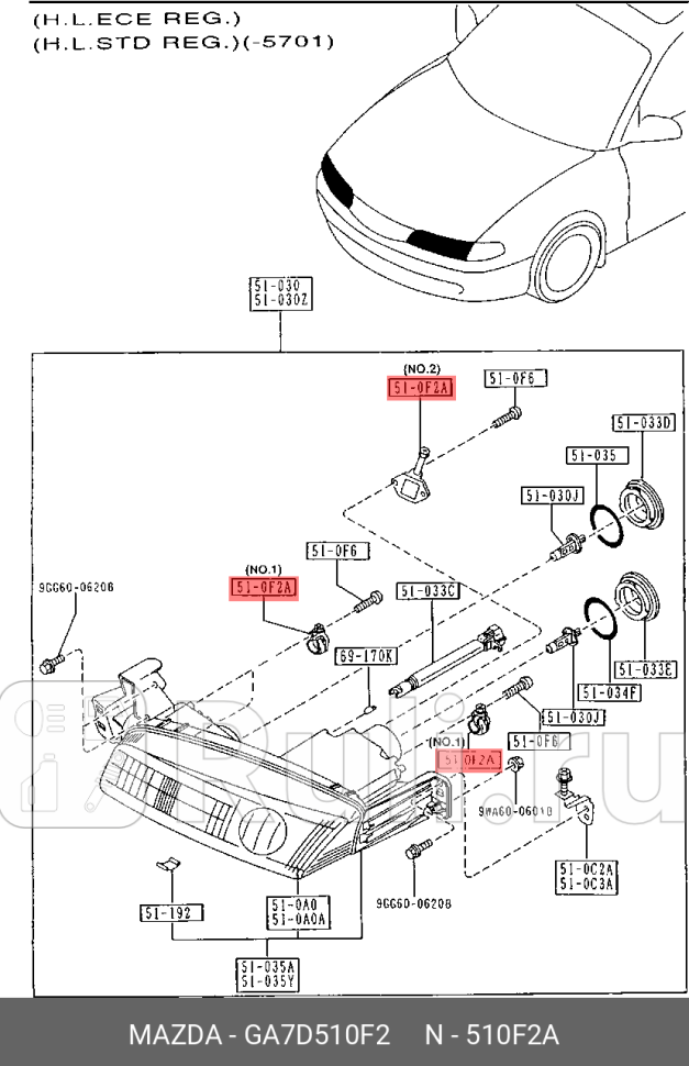 Кронштейн фары MAZDA GA7D-51-0F2 0₽