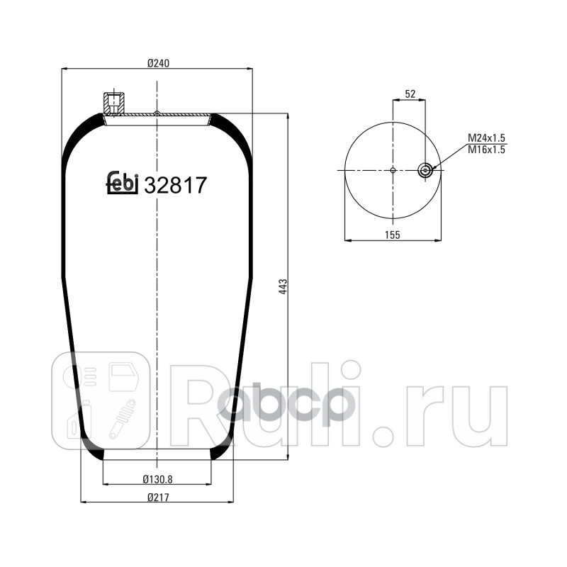 Воздушная подушка опора пневматическая Febi 32817 4520₽