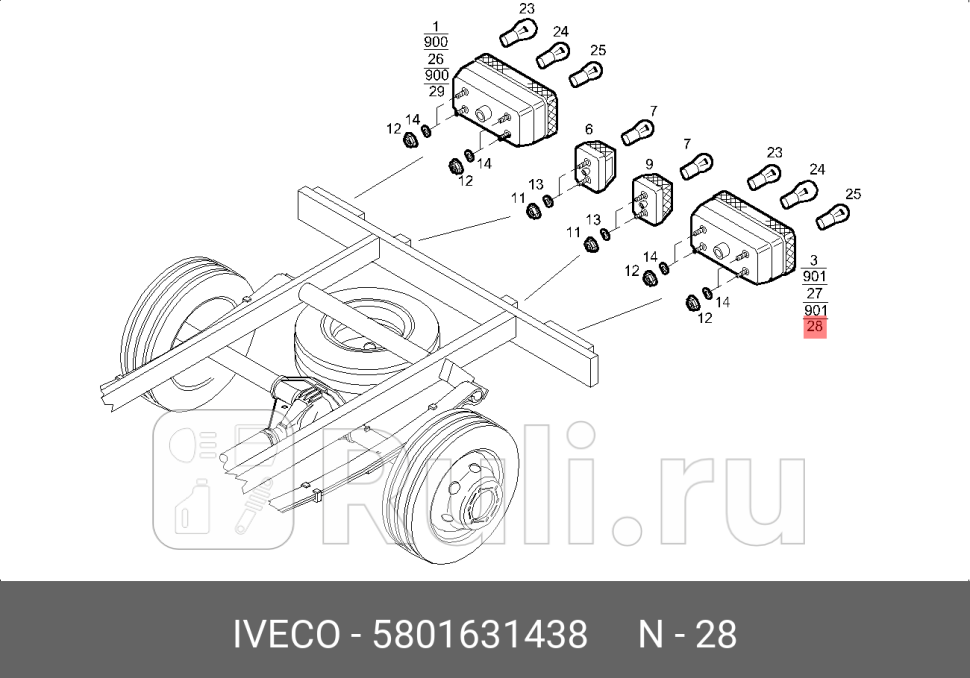 фонарь задний левый прямоугольныйIveco Daily 06 IVECO 5801631438 5880₽