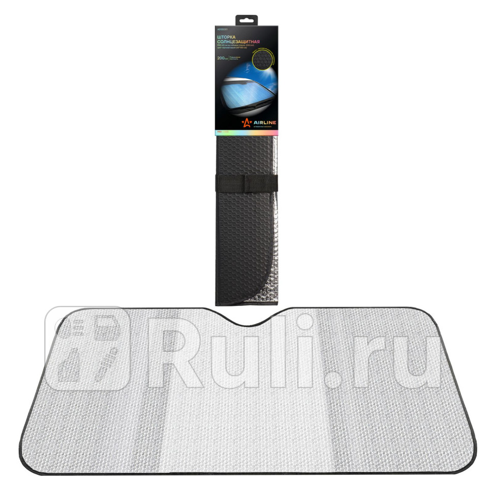 Шторка солнцезащитная PRO 60 см на лобовое стекло 200гм2 черныйсерый 60130 см AIRLINE ADSS001 710₽