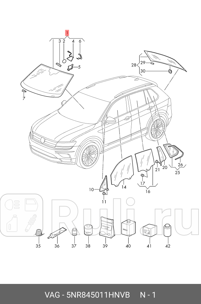 Лобовое стекло для Volkswagen Tiguan 2016-2021 VAG 5NR845011HNVB 113000₽