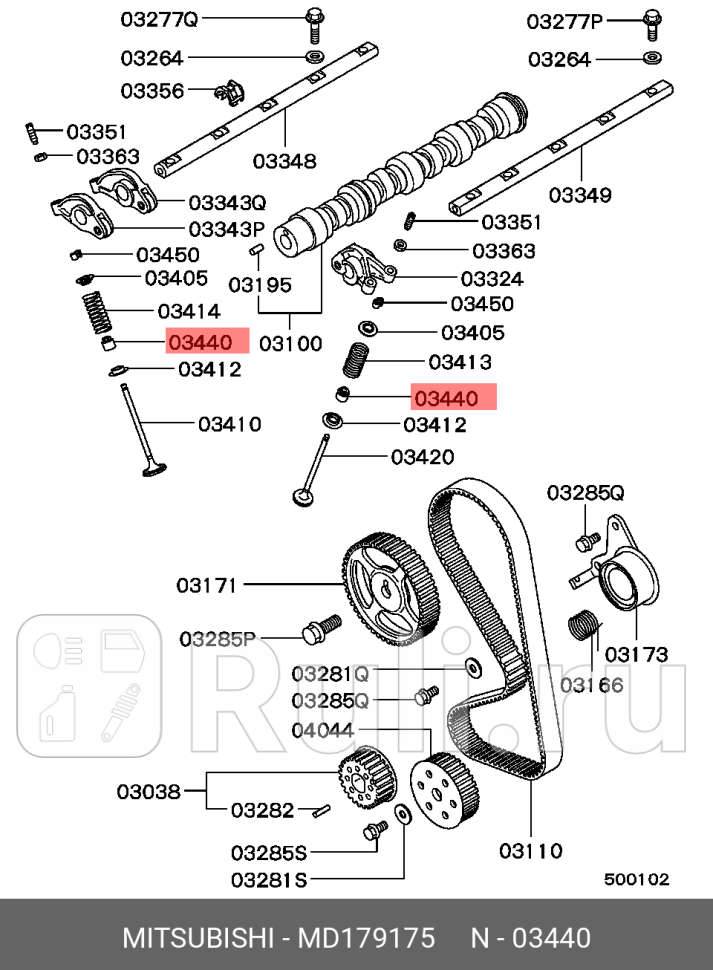Колпачек маслосъемный MITSUBISHI MD179175 400₽