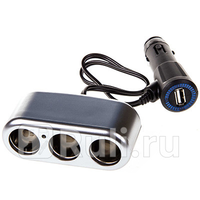 Прикуриватель 3 гнезда 12 В USB 1 А предохранитель 10 А серебристый Skyway SKYWAY S02301013 SL 990₽