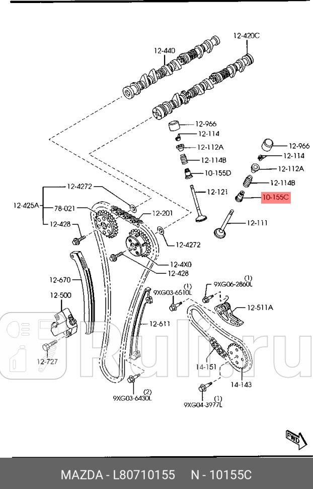 Колпачок маслосъемный впускной mazda MAZDA L80710155 490₽