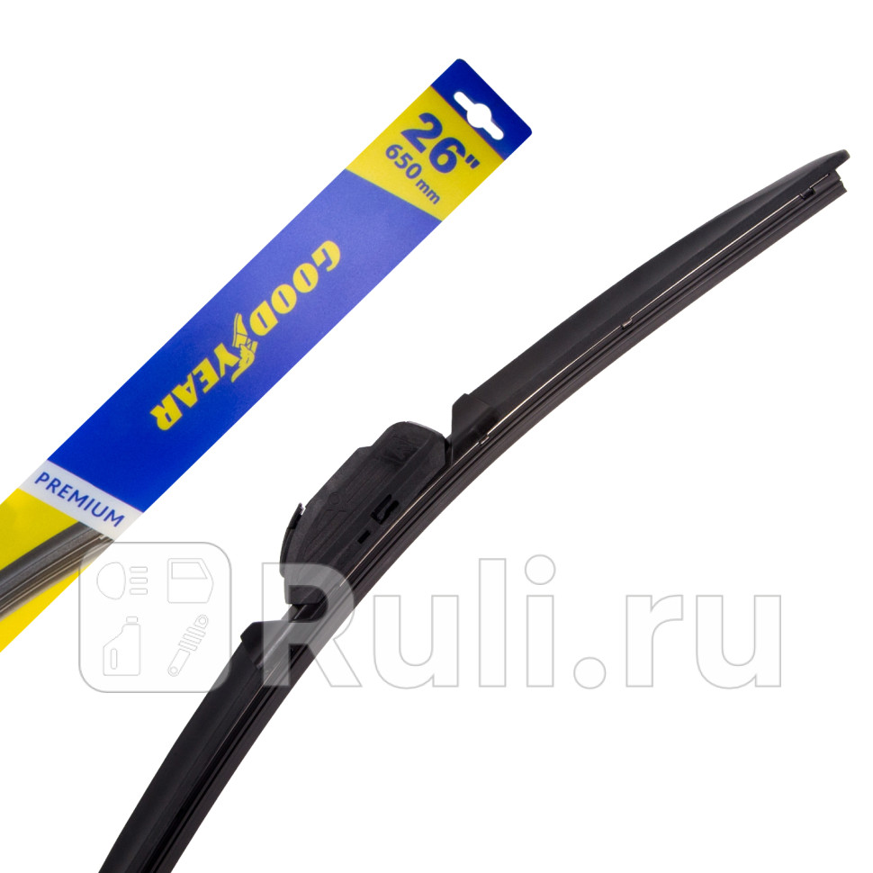 Щетка стеклоочистителя бескаркасная GoodYear 26650 мм Premium всесезонная 8 переходников GoodYear GY000446 1160₽