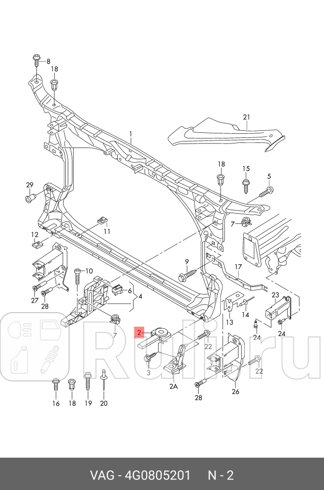 Кронштейн радиатора AUDI A6 C7 VAG 4G0805201 2570₽